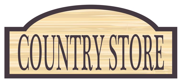 Country store stylish wooden store sign over a white background