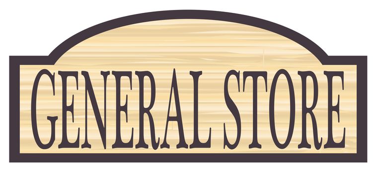 General store stylish wooden store sign over a white background