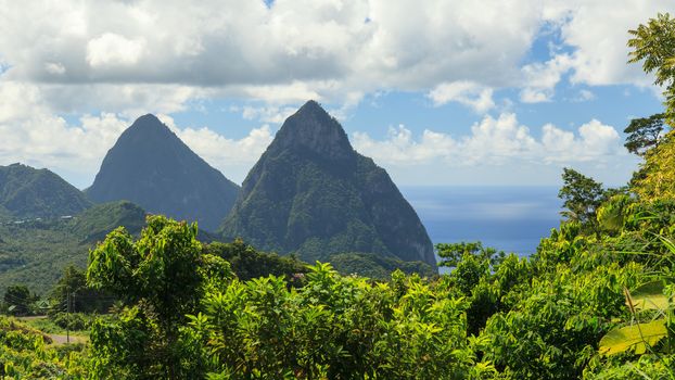 The Pitons are two volcanic spires on the Caribbean island of St Lucia and are a UNESCO world heritage site.