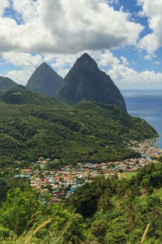 The Pitons are two volcanic spires on the Caribbean island of St Lucia and are a UNESCO world heritage site.