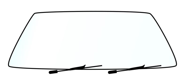 A blank windshield with a pair of rubber whiper blades