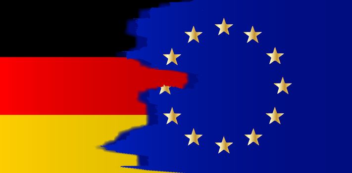Flag of the European Union blended with the flag of Germany