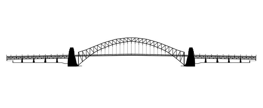 Silhouette of the Sydney harbour bridge in Australia