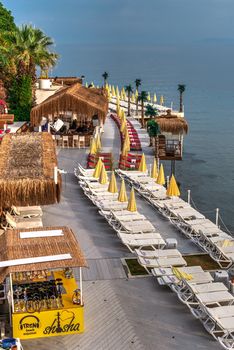 Kusadasi, Turkey – 07.16.2019. Beautiful Ladies beach in Kusadasi, Aydin province, on a sunny summer day