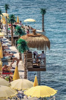 Kusadasi, Turkey – 07.16.2019. Beautiful Ladies beach in Kusadasi, Aydin province, on a sunny summer day