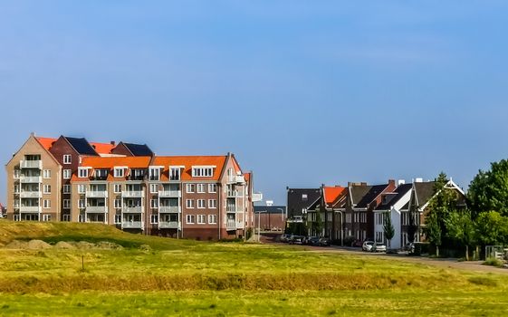 village landscape of sint Annaland, touristic town in zeeland, The Netherlands