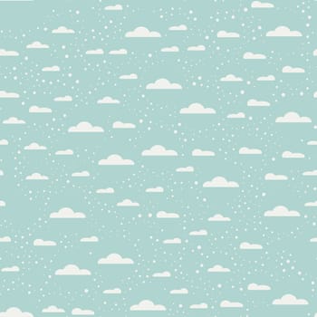 Winter snow and white clouds seamless pattern. Cute seasonal endless design. Vector illustration.