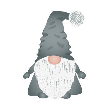 Scandinavian folklore christmas gnome Nisse or Tomte dwarf or elf. Cute nordic christmas fairytale characters isolated on white background. Flat cartoon vector illustration.