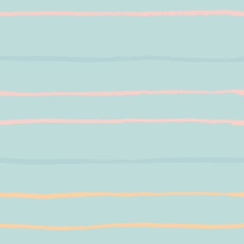 Pastel color horizontal textured lines on turquoise trendy seamless pattern background. Design for wrapping paper, wallpaper, fabric print, backdrop. Vector illustration.