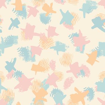 Abstract trendy pastel color brustrokes seamless pattern with hand drawn texture background. Design for wrapping paper, wallpaper, fabric print, backdrop. Vector illustration.