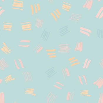 Pastel color abstract geometric shapes seamless pattern with hand drawn texture background. Design for wrapping paper, wallpaper, fabric print, backdrop. Vector illustration.