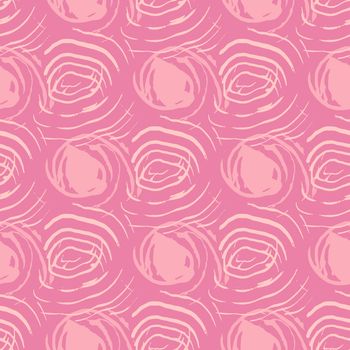 Pink abstract rose floral seamless pattern with hand drawn texture pastel romantic background. Design for wrapping paper, wallpaper, fabric print, backdrop. Vector illustration.