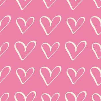 Pastel cream hearts on pink trendy seamless pattern romantic valentine colorful background. Design for wrapping paper, wallpaper, fabric print, backdrop. Vector illustration.