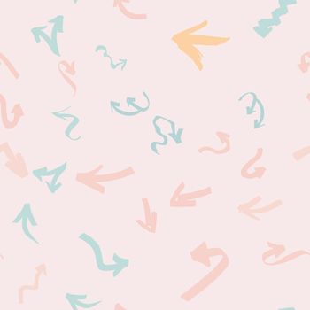 Pastel color graffiti arrows seamless pattern ethnic background. Design for wrapping paper, wallpaper, fabric print, backdrop. Vector illustration.