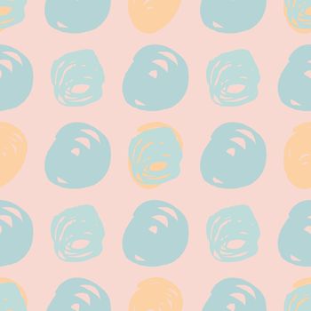 Turquoise on pastel cream abstract modern trendy seamless pattern. Natural colorful circles and round shapes. Design for wrapping paper, wallpaper, fabric print, backdrop. Vector illustration.