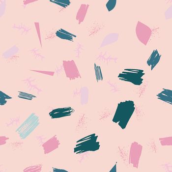 Pink abstract modern seamless pattern with hand drawn textures colorful background. Design for wrapping paper, wallpaper, fabric print, backdrop. Vector illustration.