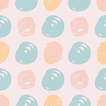 Pastel pink and turquoise abstract modern trendy seamless pattern. Natural colorful circles and round shapes. Design for wrapping paper, wallpaper, fabric print, backdrop. Vector illustration.