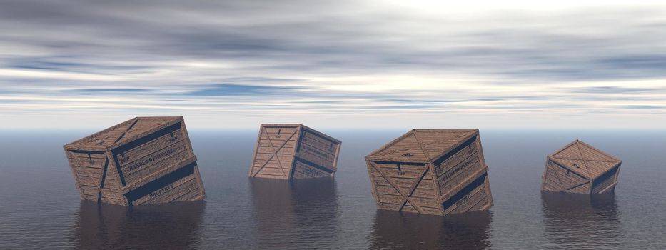 lost box in the middle of the sea and sky - 3d rendering