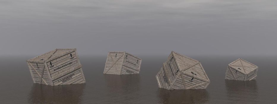 lost box in the middle of the sea and sky - 3d rendering