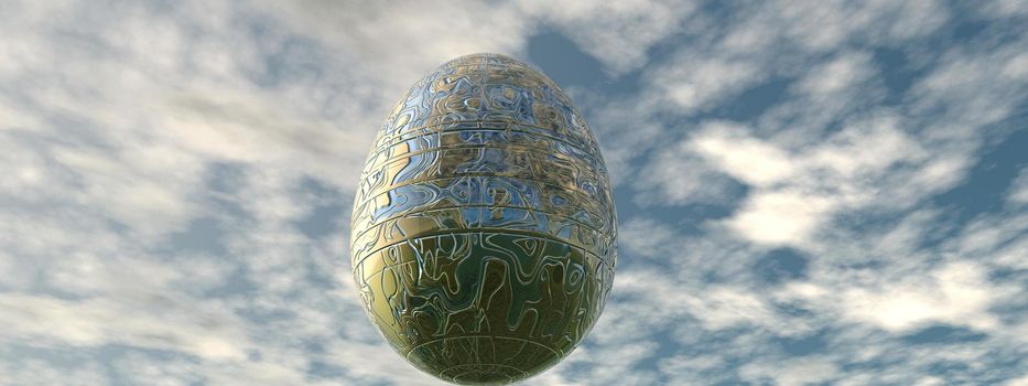 beautiful Easter egg at sunset and sky - 3d rendering