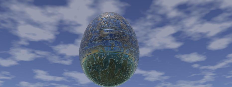 beautiful Easter egg at sunset and sky - 3d rendering