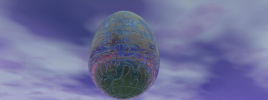 beautiful Easter egg at sunset and sky - 3d rendering