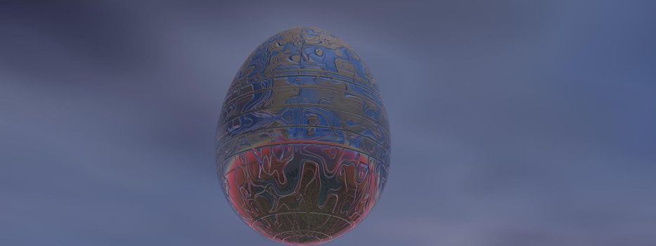 beautiful Easter egg at sunset and sky - 3d rendering