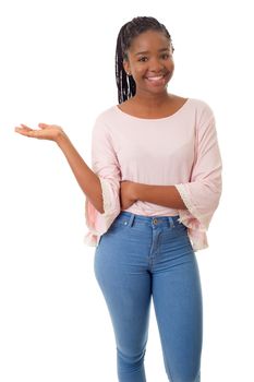 Happy african girl isolated on white background