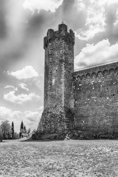 Medieval italian fortress, iconic landmark and one of the most visited sightseeing in Montalcino, Tuscany, Italy