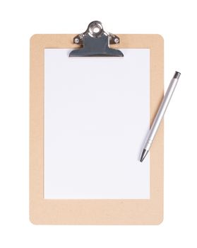 Wooden clipboard isolated on a white background