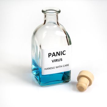 A glass bottle containing the panic virus