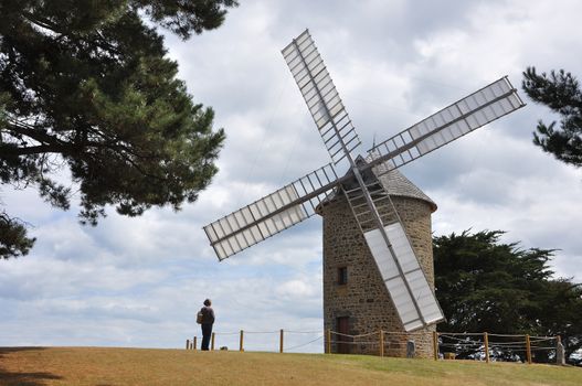 windmill in the countryside, France. miller's habitat for making flour