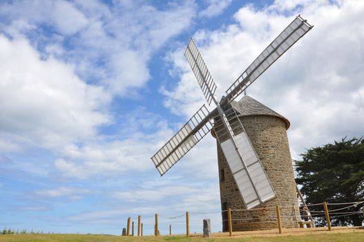 windmill in the countryside, France. miller's habitat for making flour