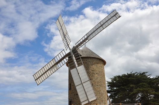 windmill in the countryside, France. miller's habitat for making flour