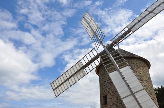 windmill in the countryside, France. miller's habitat for making flour