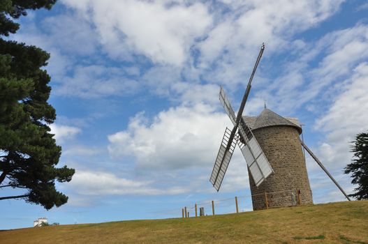 windmill in the countryside, France. miller's habitat for making flour