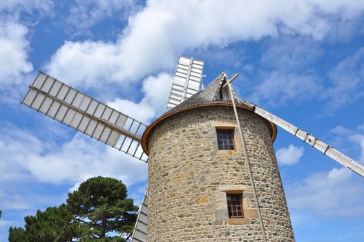 windmill in the countryside, France. miller's habitat for making flour