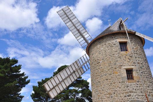 windmill in the countryside, France. miller's habitat for making flour