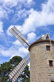 windmill in the countryside, France. miller's habitat for making flour