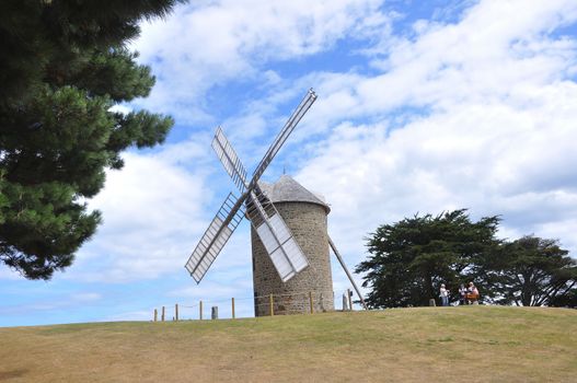 windmill in the countryside, France. miller's habitat for making flour