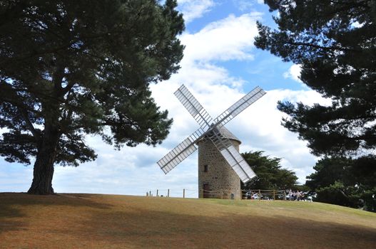 windmill in the countryside, France. miller's habitat for making flour