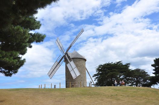 windmill in the countryside, France. miller's habitat for making flour