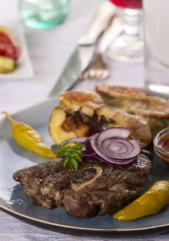 grilled lamb meat on a plate