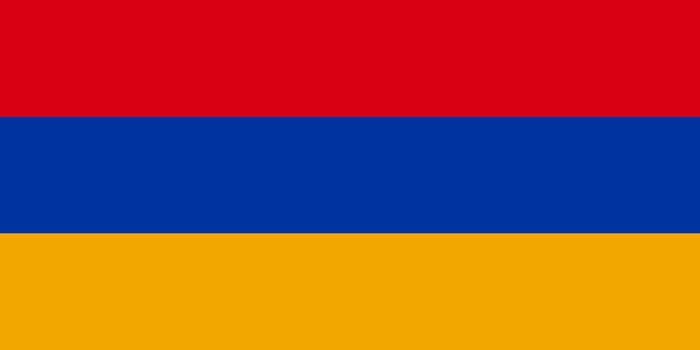 The flag of Armenia in red blue and yellow