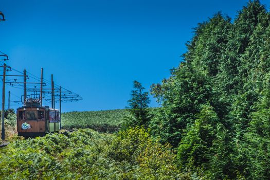 The Rhune cog train in the Pyrénées-Atlantique in France