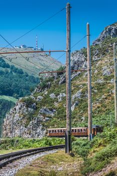 The Rhune cog train in the Pyrénées-Atlantique in France