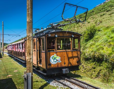 The Rhune cog train in the Pyrénées-Atlantique in France