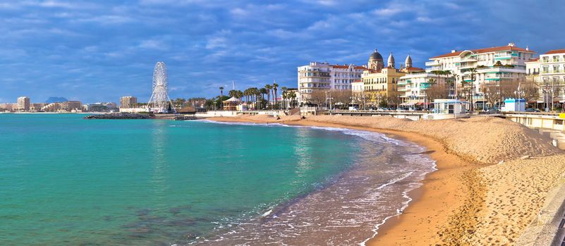 Saint Raphael beach and waterfront panoramic view, famous tourist destination of French riviera, Alpes Maritimes region of France