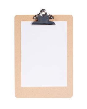 Wooden clipboard isolated on a white background