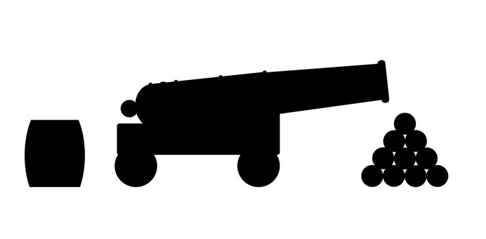 A depiction of an old ship of the lines cannon with powder and shot